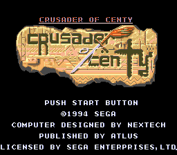 Crusader of Centy (USA) Title Screen